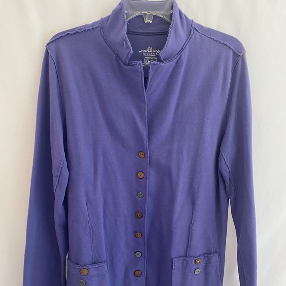 White Lotus Lifestyle Purple Long Sleeve Button Down Jacket Pockets Large - Picture 15 of 16